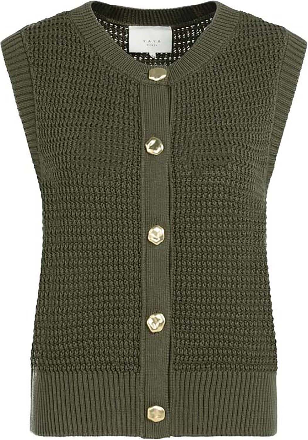 Yaya Mouwloos  Vest Army