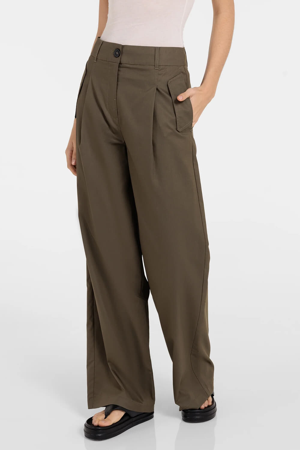 Yaya Cargobroek Wide leg Army
