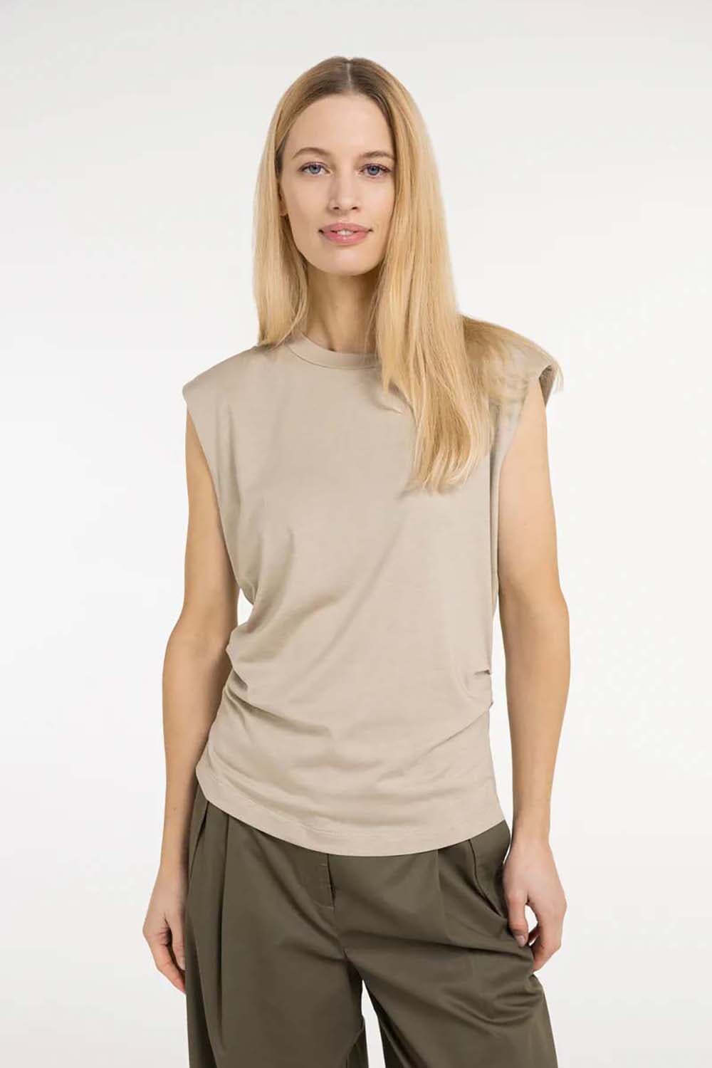 Yaya Sleeveless top with pleated si Bruin