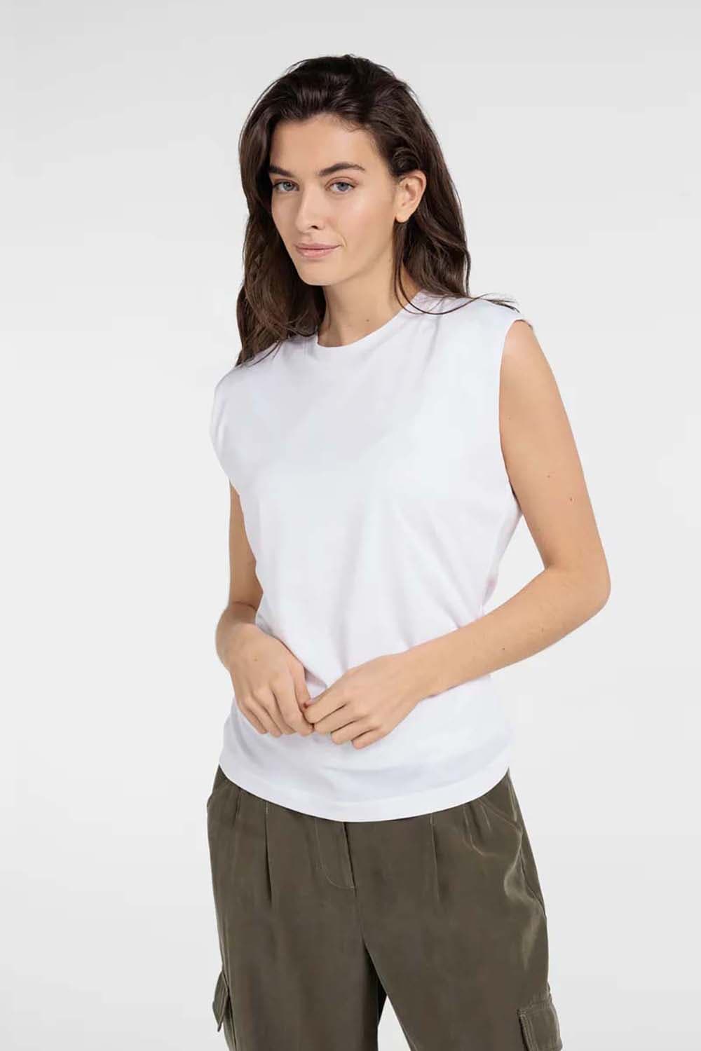 Yaya Sleeveless top with pleated si Wit