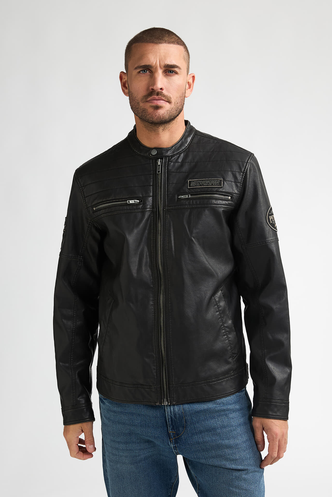 Petrol Jas Kunstleer Zwart