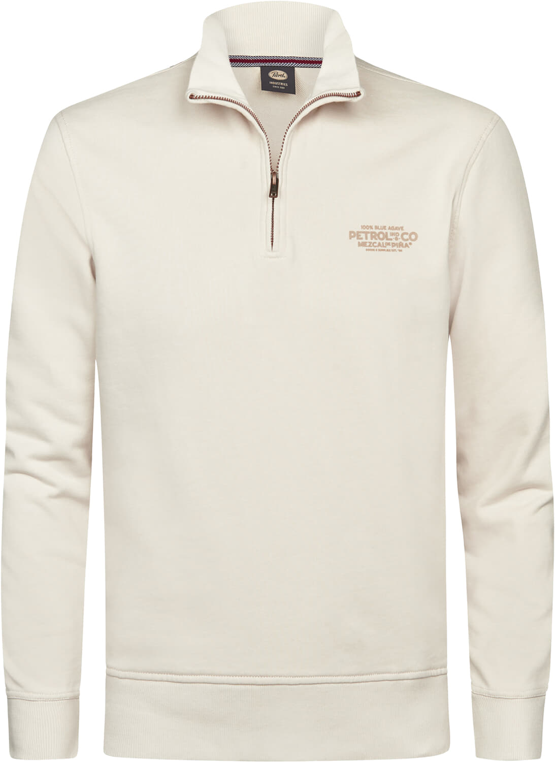 Petrol Half Zip Trui Beige