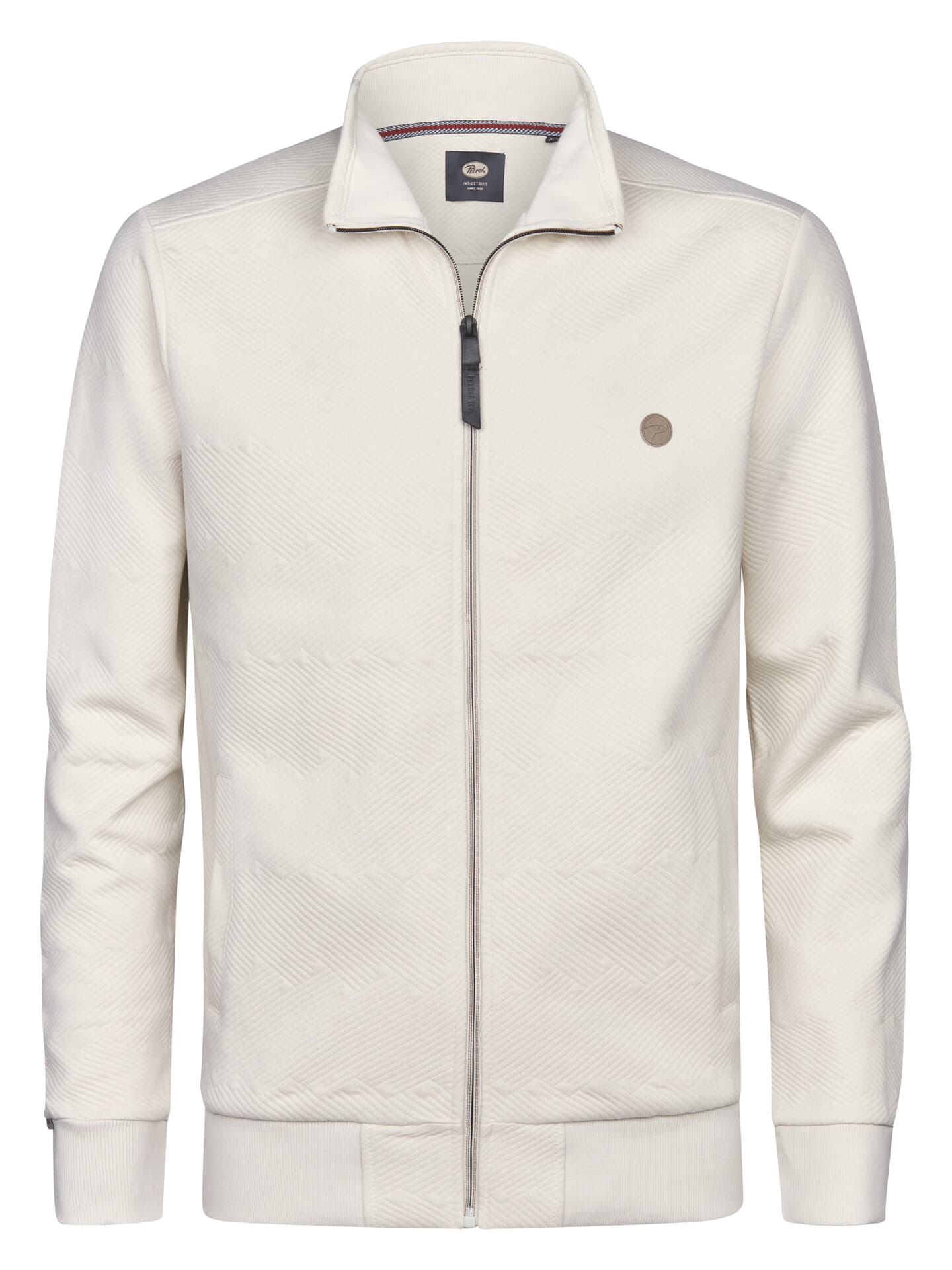 Petrol Sweatvest Collar Beige