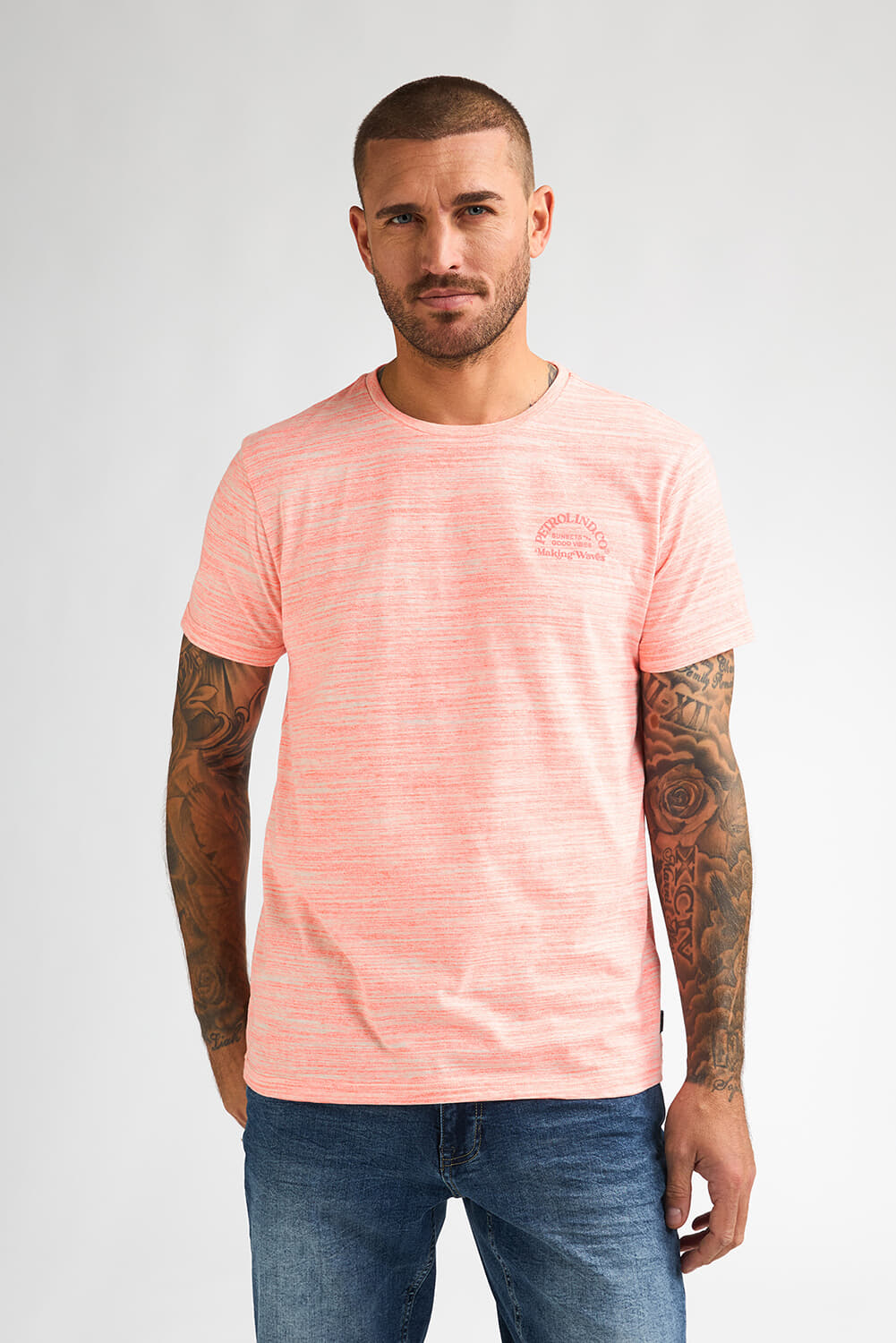 Petrol T-Shirt Classic Print Koraal