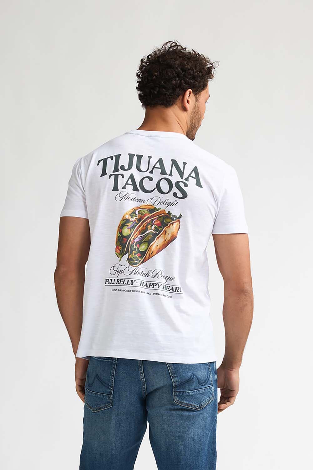 Petrol T-Shirt Classic Print Wit