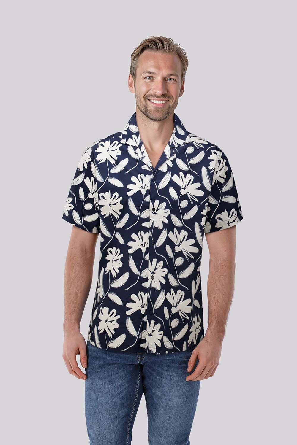 Tresanti Overhemd Gugliemo Big Flower Navy