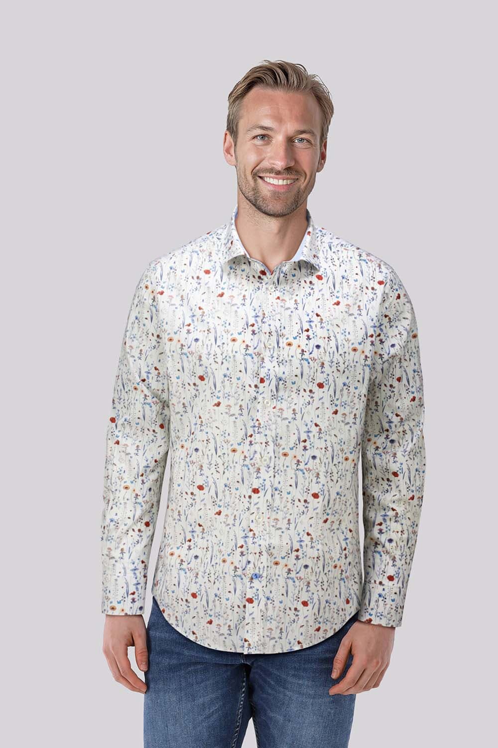 A Fish Named Fred Overhemd Wild Flowers Wit