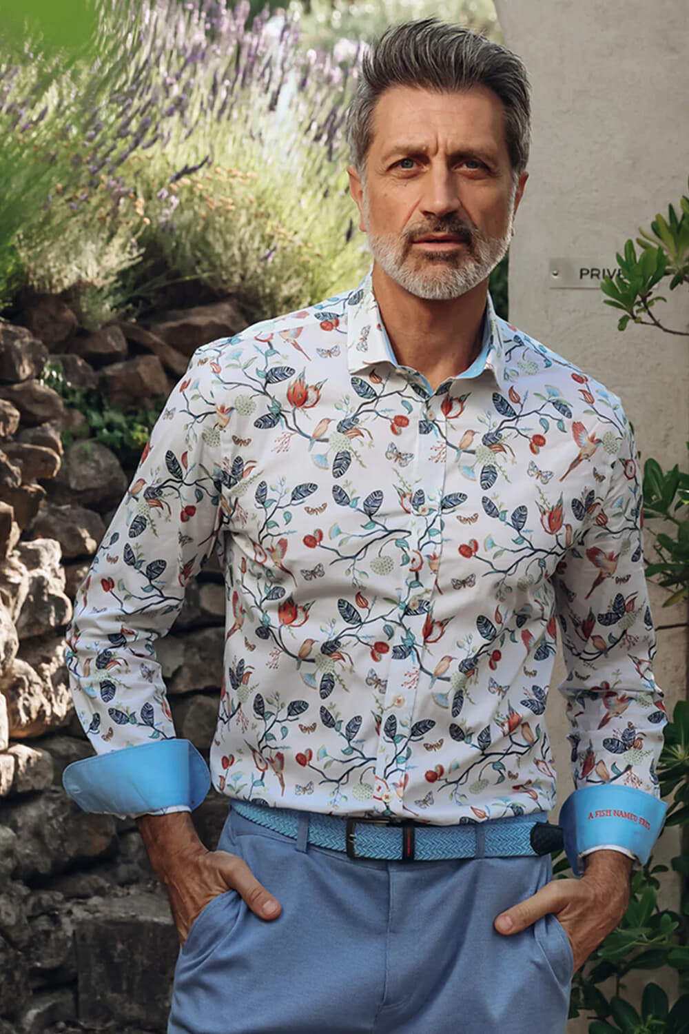 A Fish Named Fred Overhemd Birdy Blooms Wit