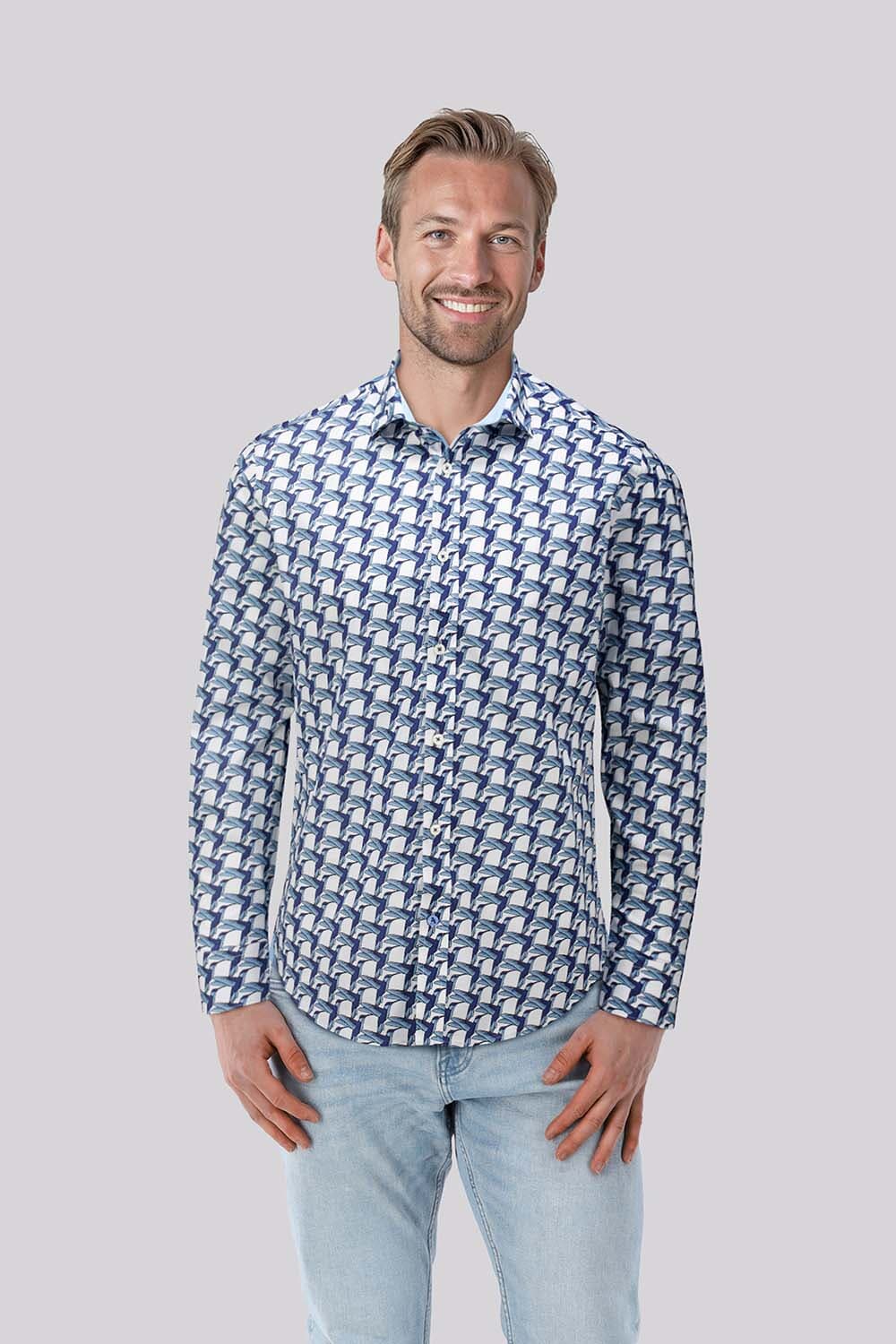 A Fish Named Fred Overhemd  Blauw