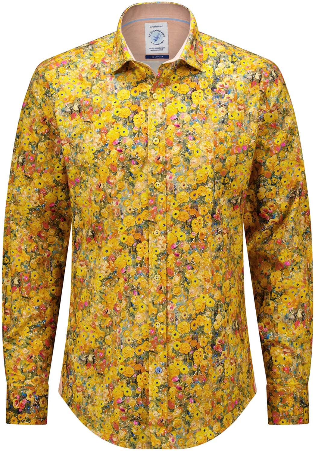 A Fish Named Fred Overhemd Klimt Flower Geel