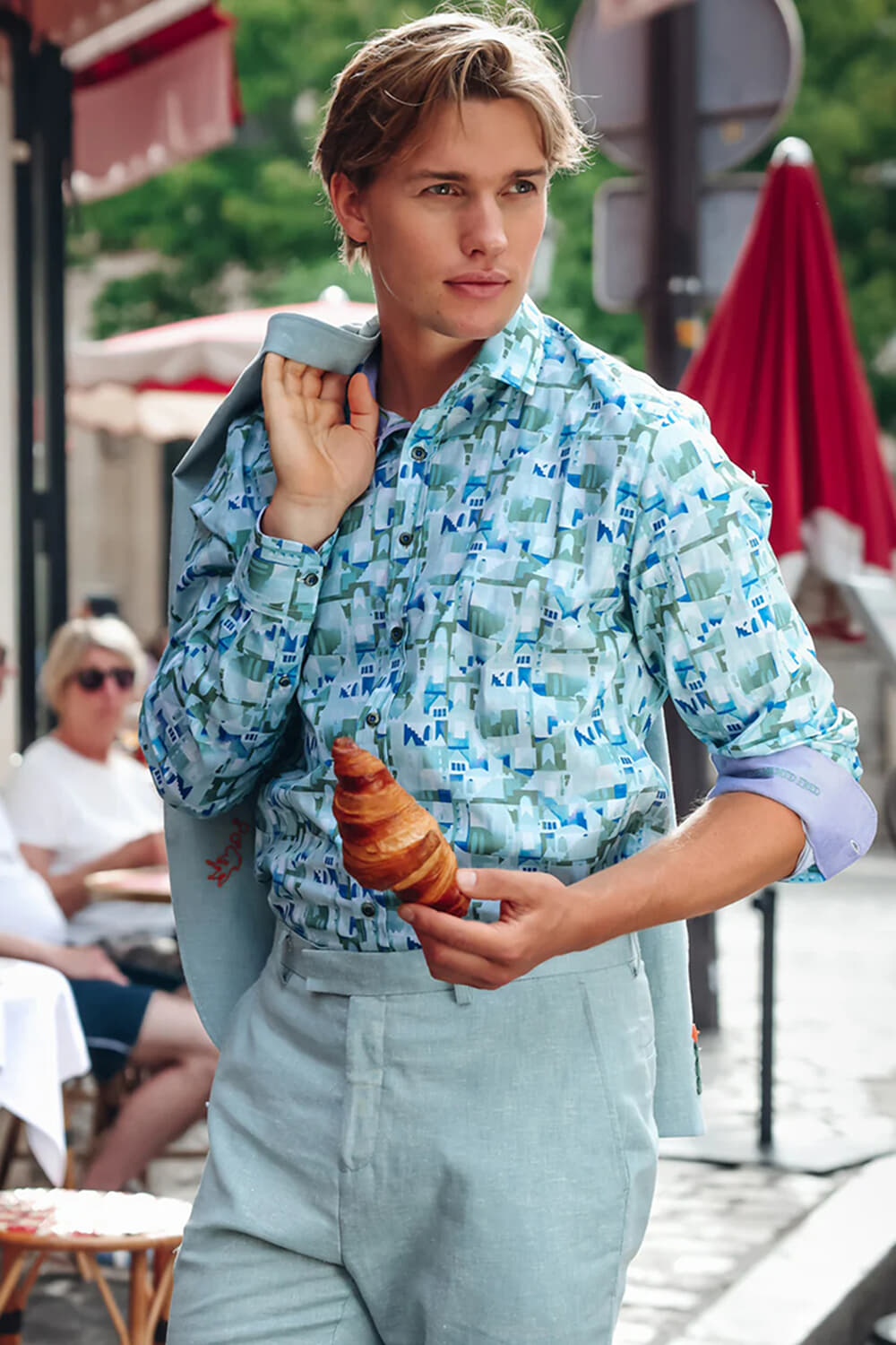 A Fish Named Fred Overhemd Abstract City Groen