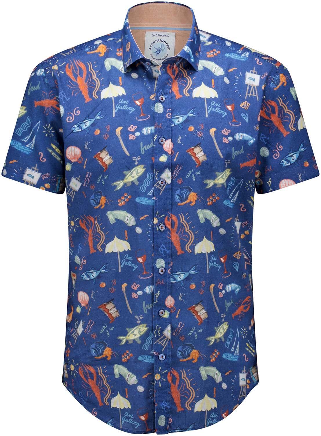 A Fish Named Fred Overhemd Doodle Navy