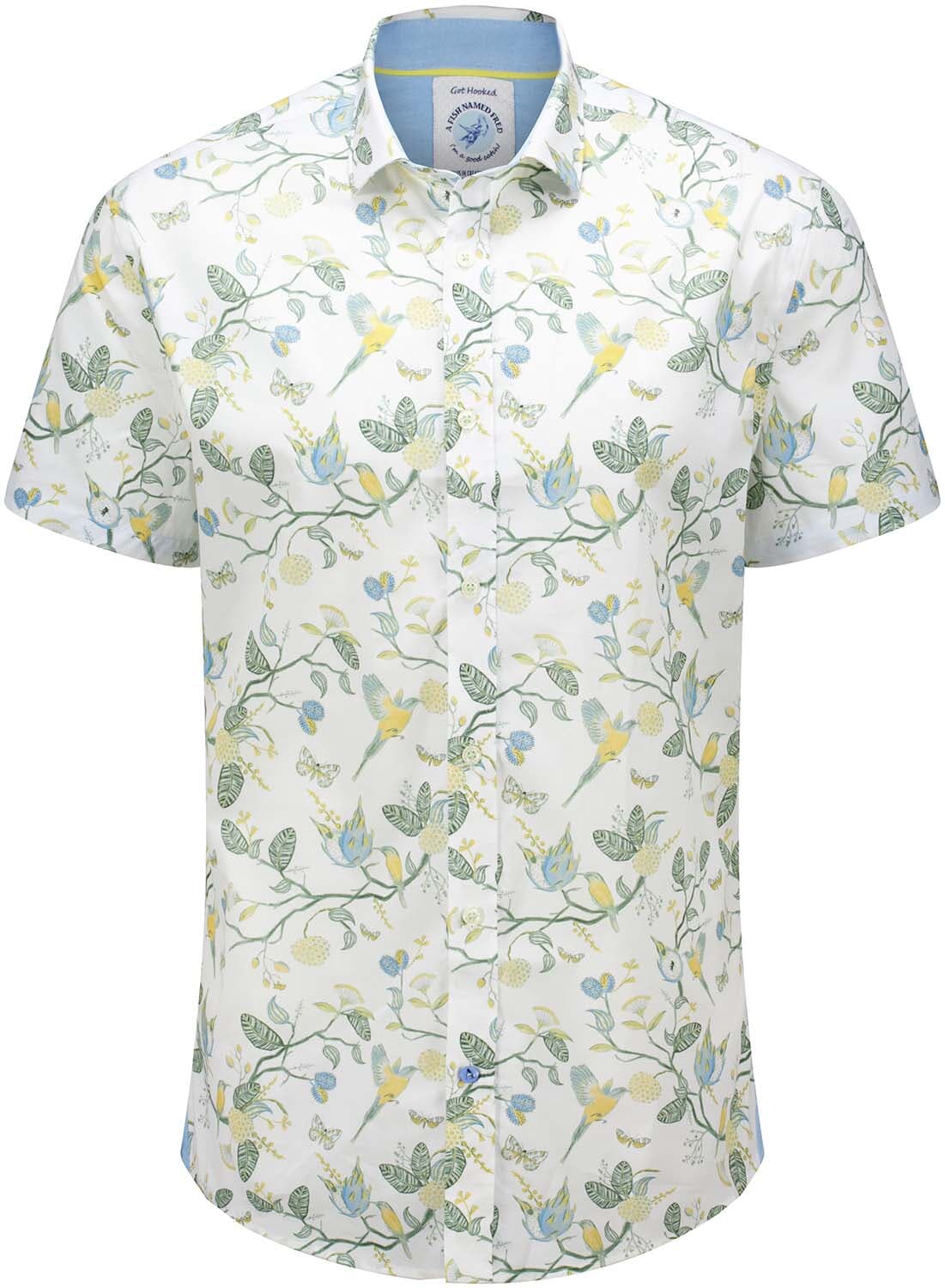 A Fish Named Fred Overhemd Birdy Blooms Wit