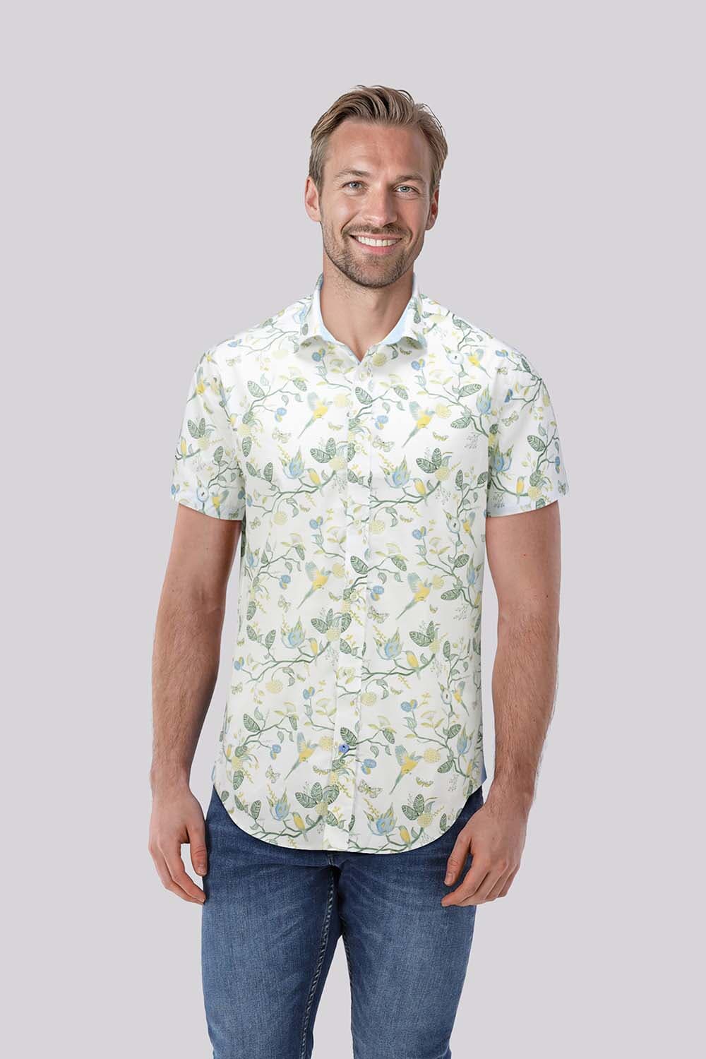 A Fish Named Fred Overhemd Birdy Blooms Wit