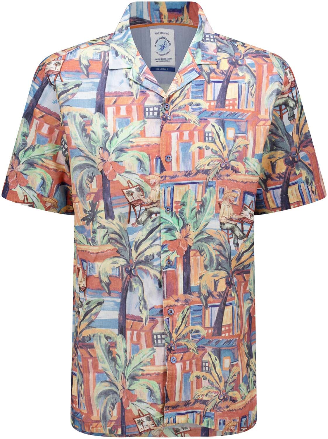 A Fish Named Fred Overhemd Tropical Sketch Multi