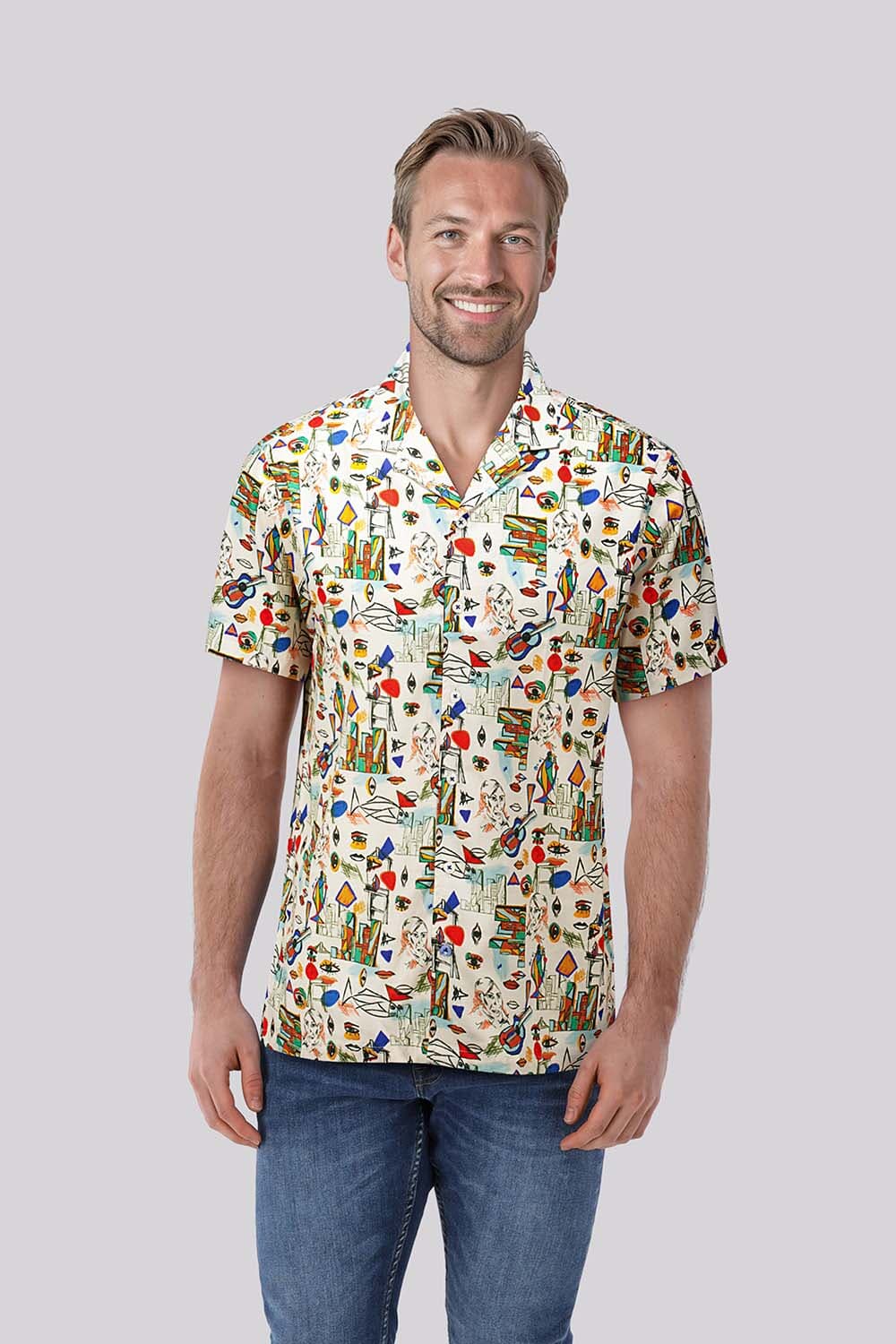 A Fish Named Fred Overhemd Cubist Multi