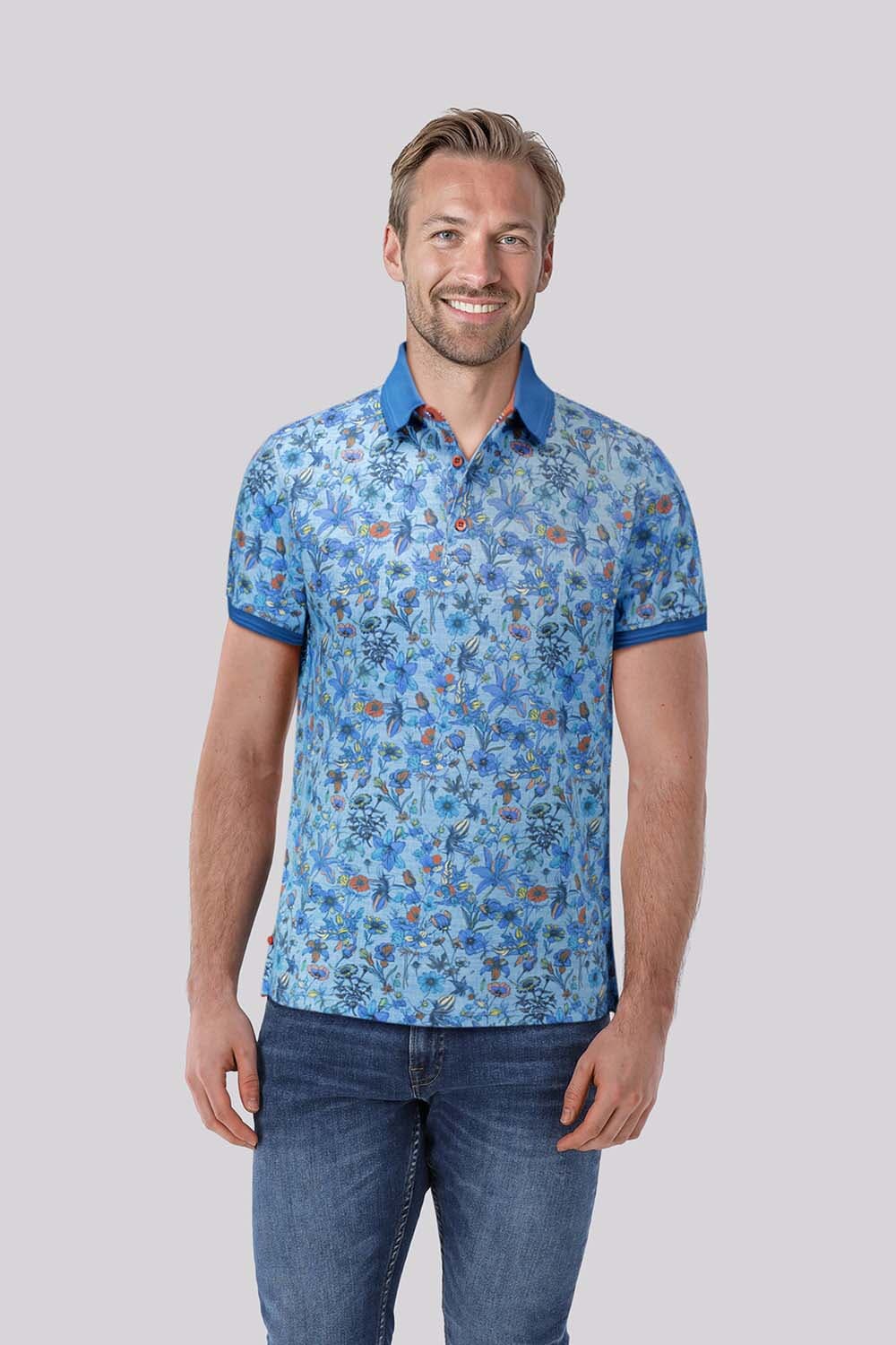 A Fish Named Fred Polo Floral Aqua