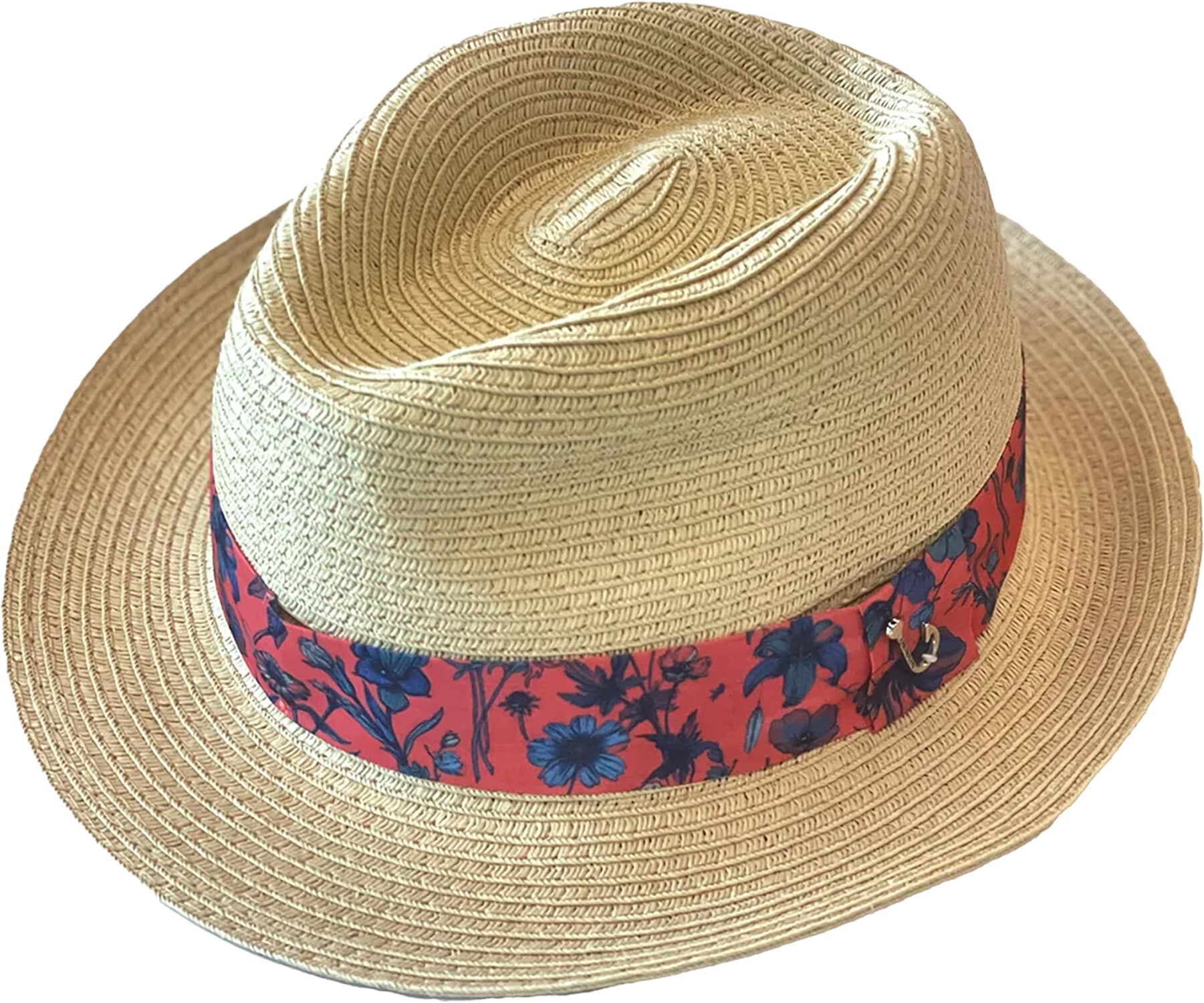 A Fish Named Fred Hat Straw Floral Kaki
