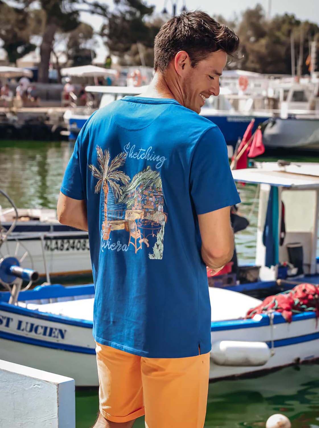 A Fish Named Fred T-shirt Sketching Riviera Blauw