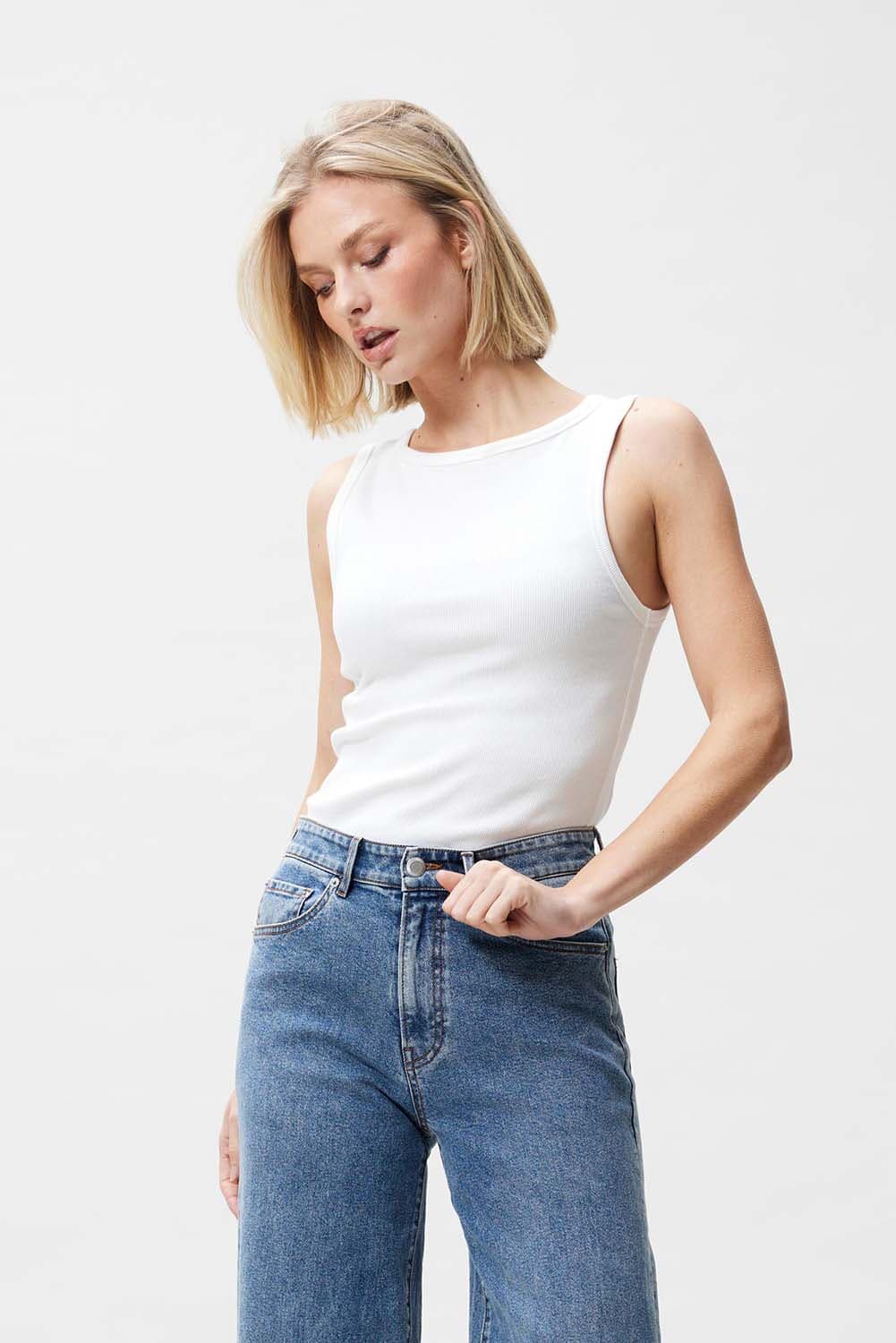 Catwalk Junkie Singlet Classic Rib  Off White