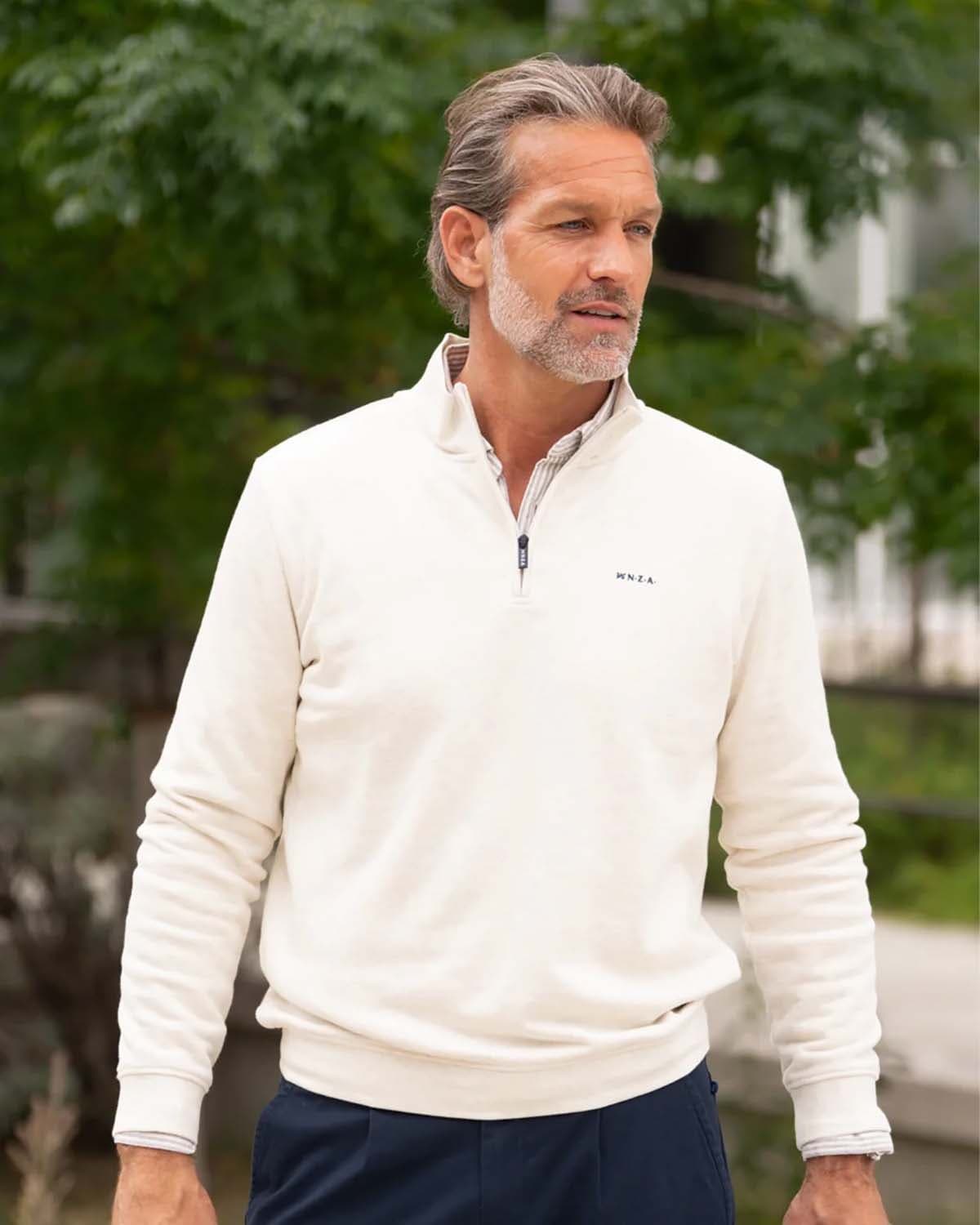 NZA Trui Half-zip Off White
