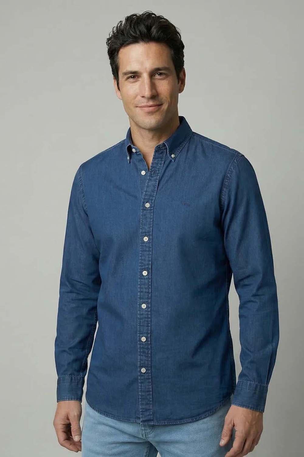 McGregor Overhemd Chambray Blauw