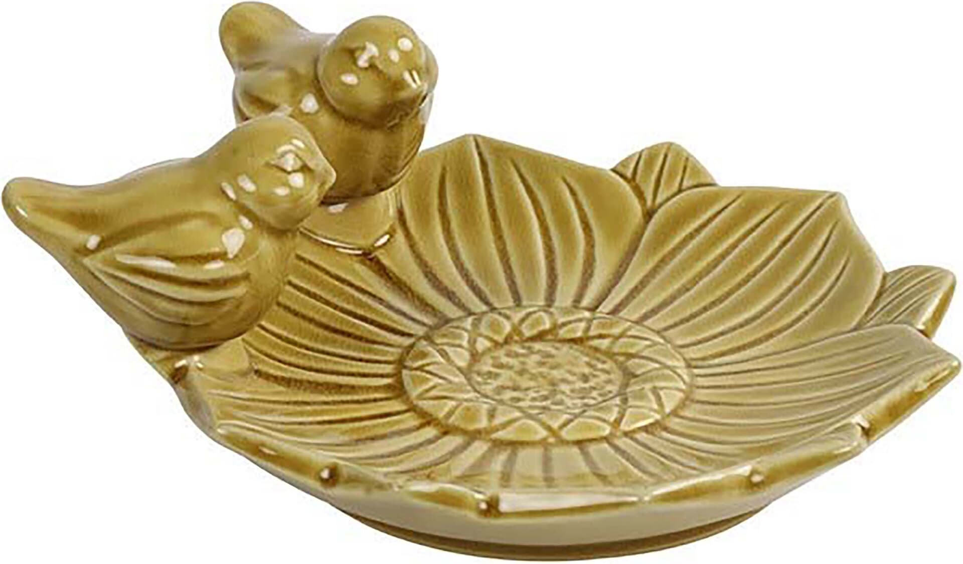 Bomont Collection Vogelbad Fleuri L21,5 * B20 * H8,5 Cm Geel