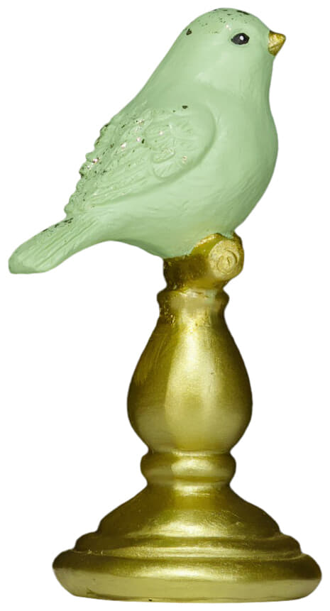 Ornament Vogel op voet  10 cm Groen