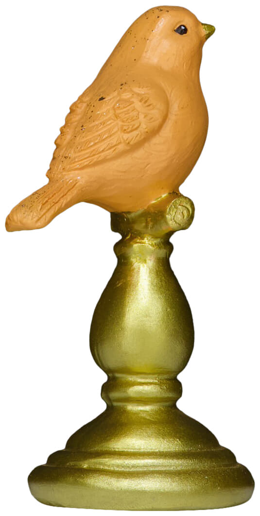 Ornament Vogel op voet  10 cm Oranje