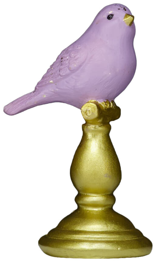 Ornament Vogel op voet  10 cm Paars