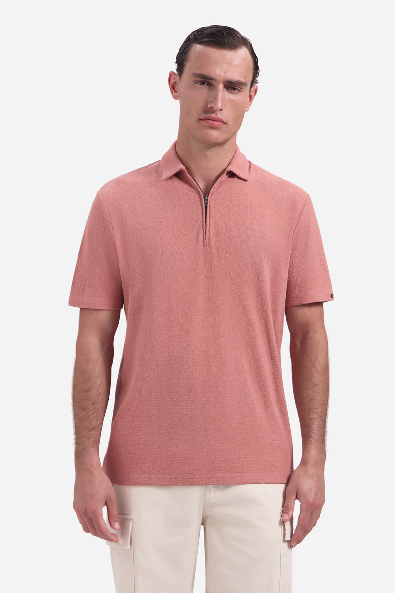 No Excess Polo Zipper Koraal