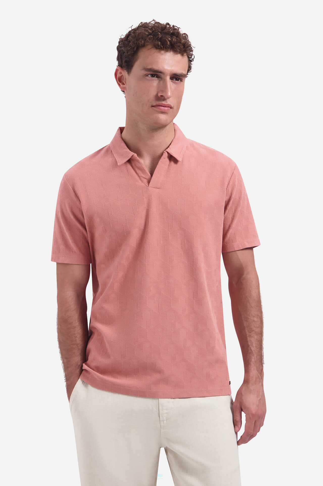 No Excess Polo Jacquard Koraal