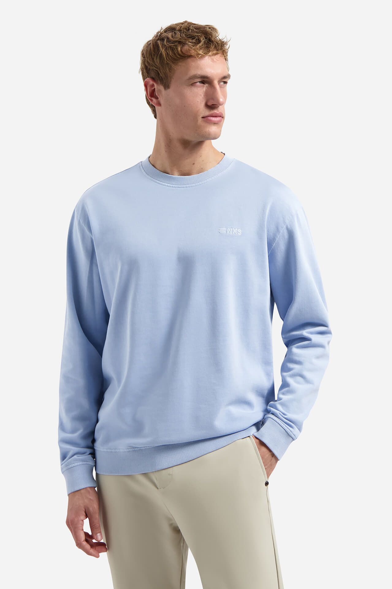 No Excess Sweater French Terry Garme Blauw