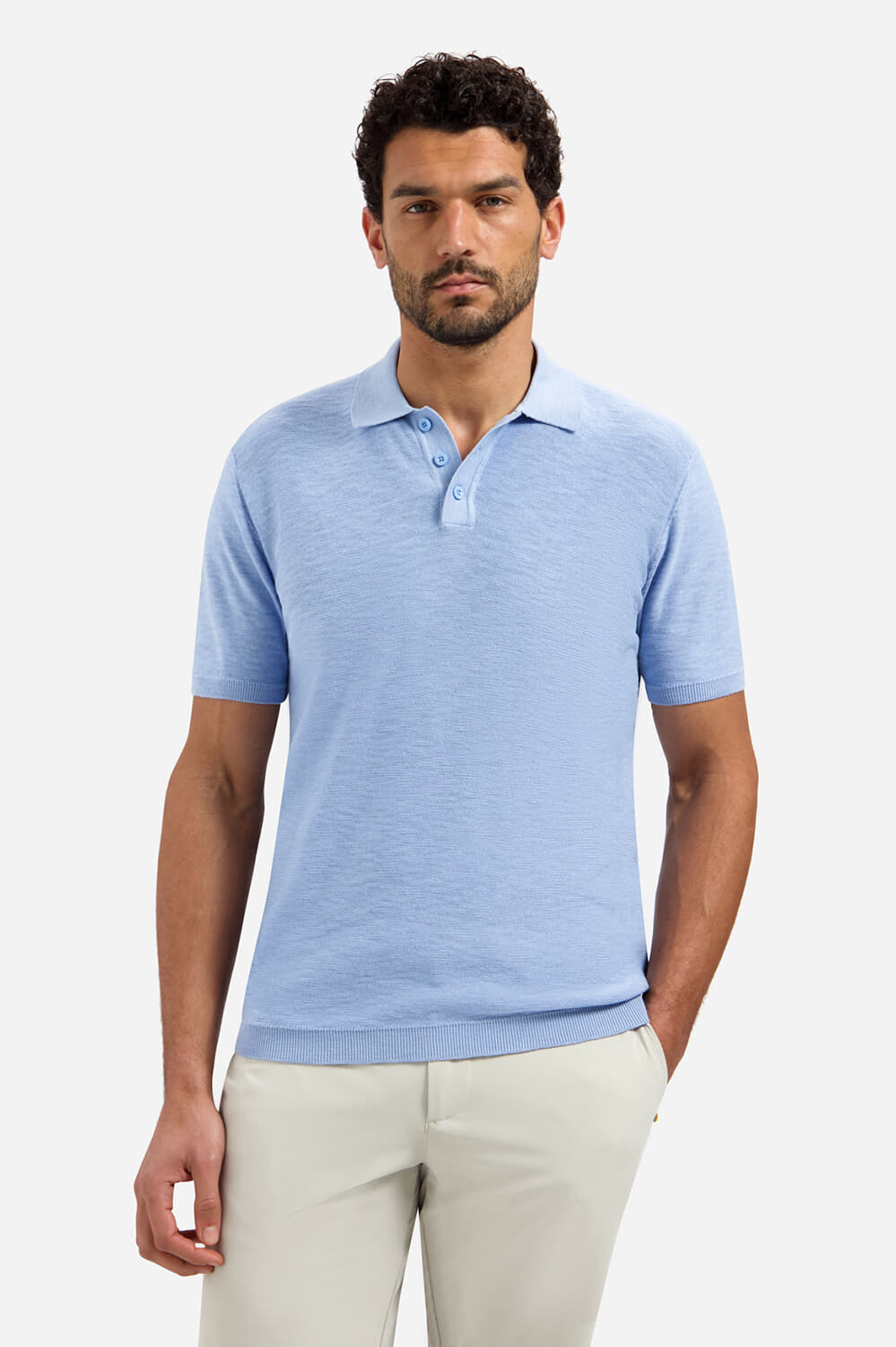 No Excess Polo Slub Blauw