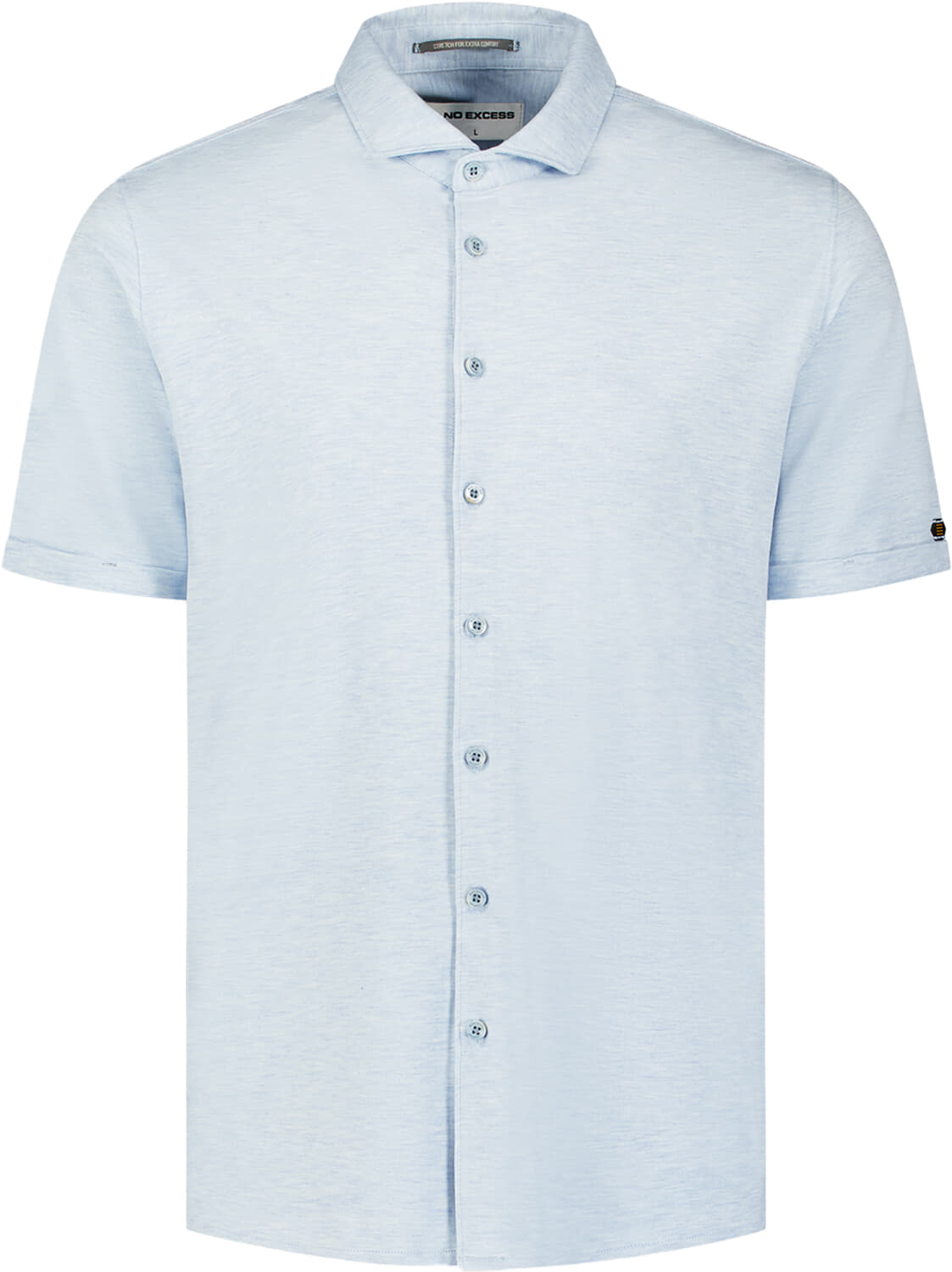 No Excess Overhemd Melange Jersey Blauw