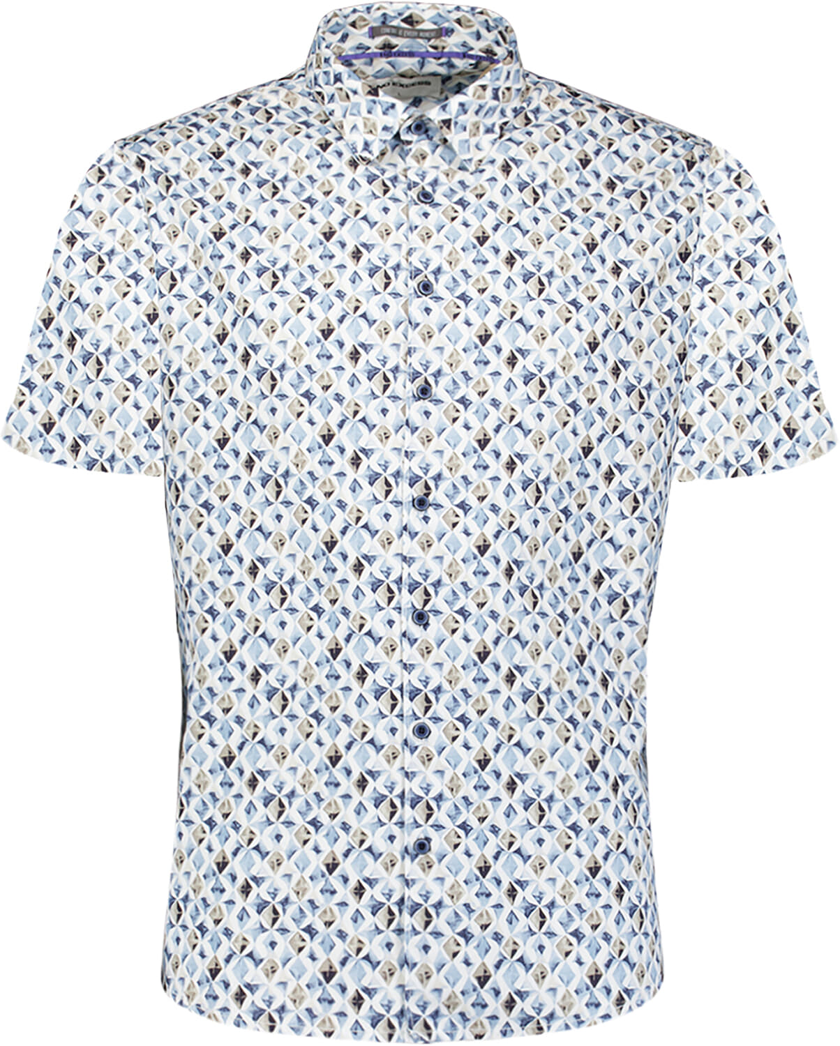 No Excess Overhemd Jersey Allover Print Blauw