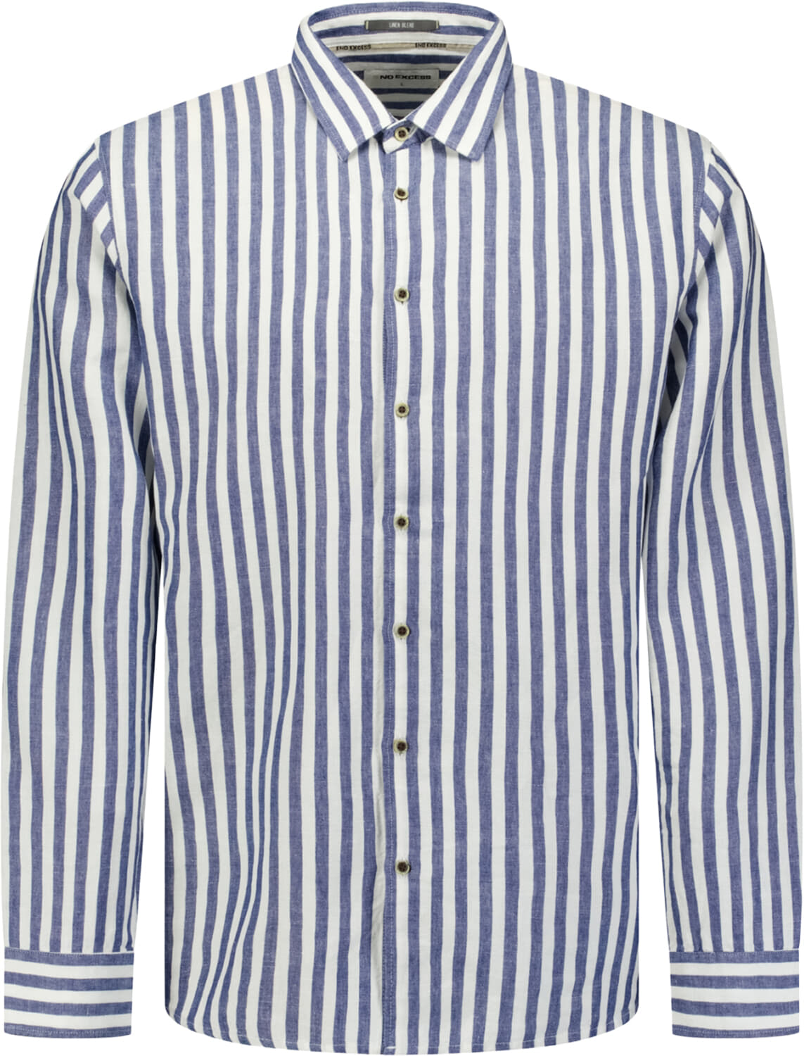 No Excess Overhemd Vertical Big Stripe With Line Indigo