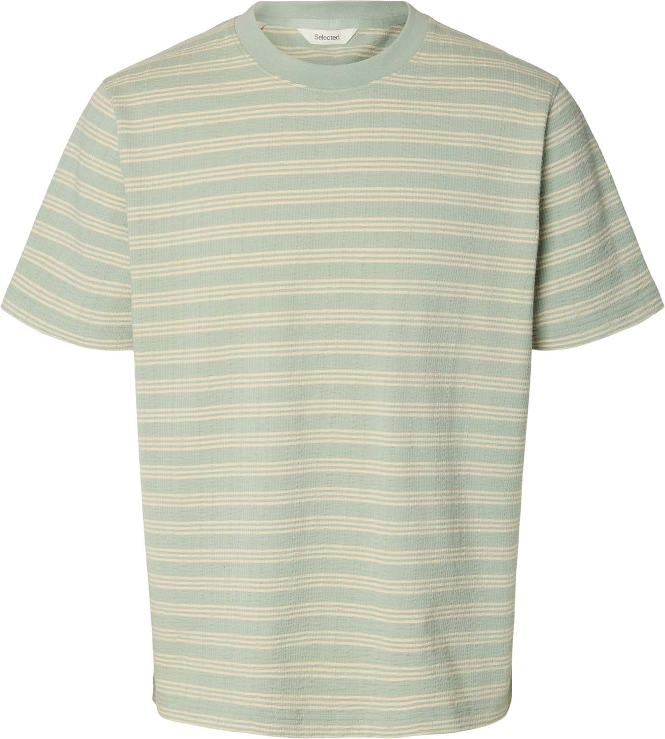 Selected Homme T-shirt Eli Seersucker Grijs