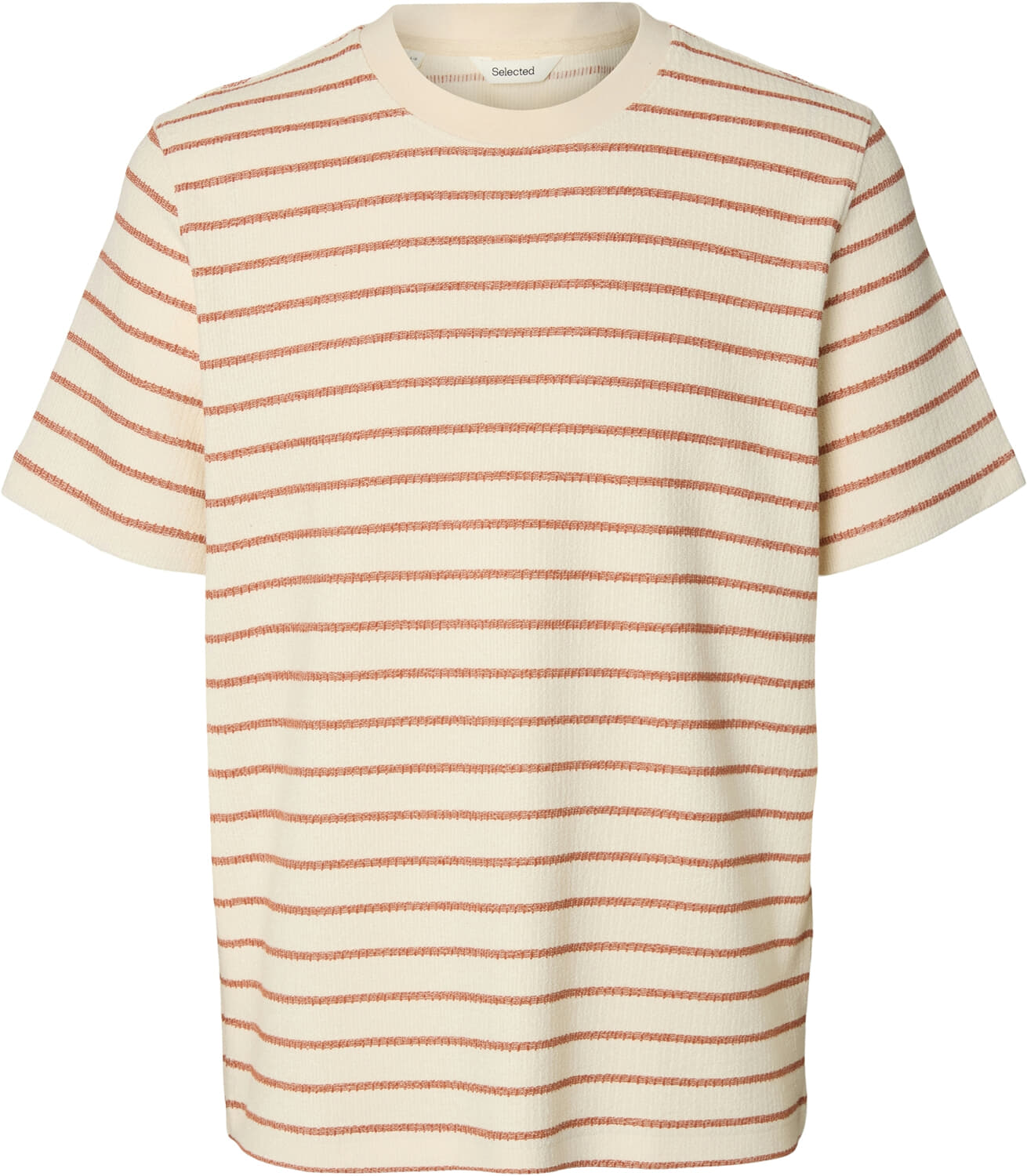 Selected Homme SLHDJANGO STRIPE SS O-NECK TEE Brick