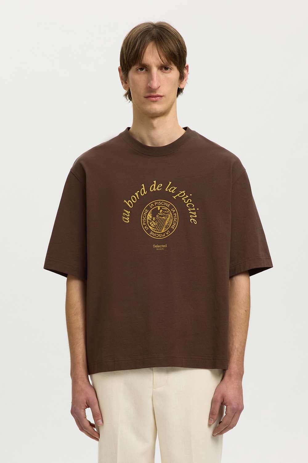 Selected Homme T-shirt Norman Graphic Boxy Fit Bruin