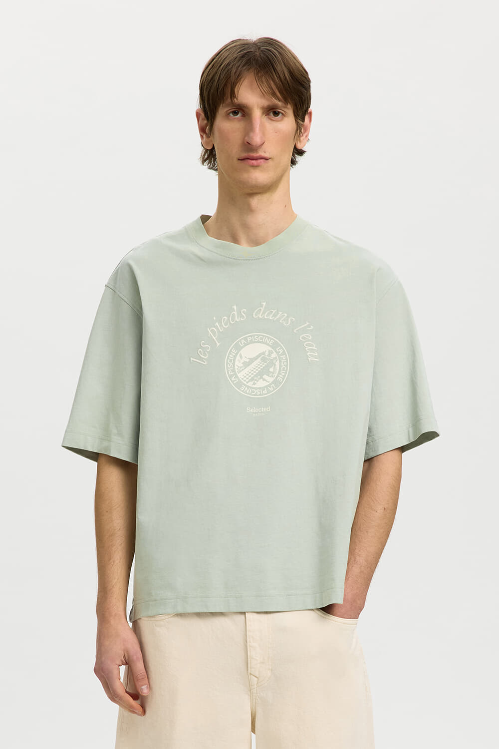Selected Homme T-shirt Norman  Groen