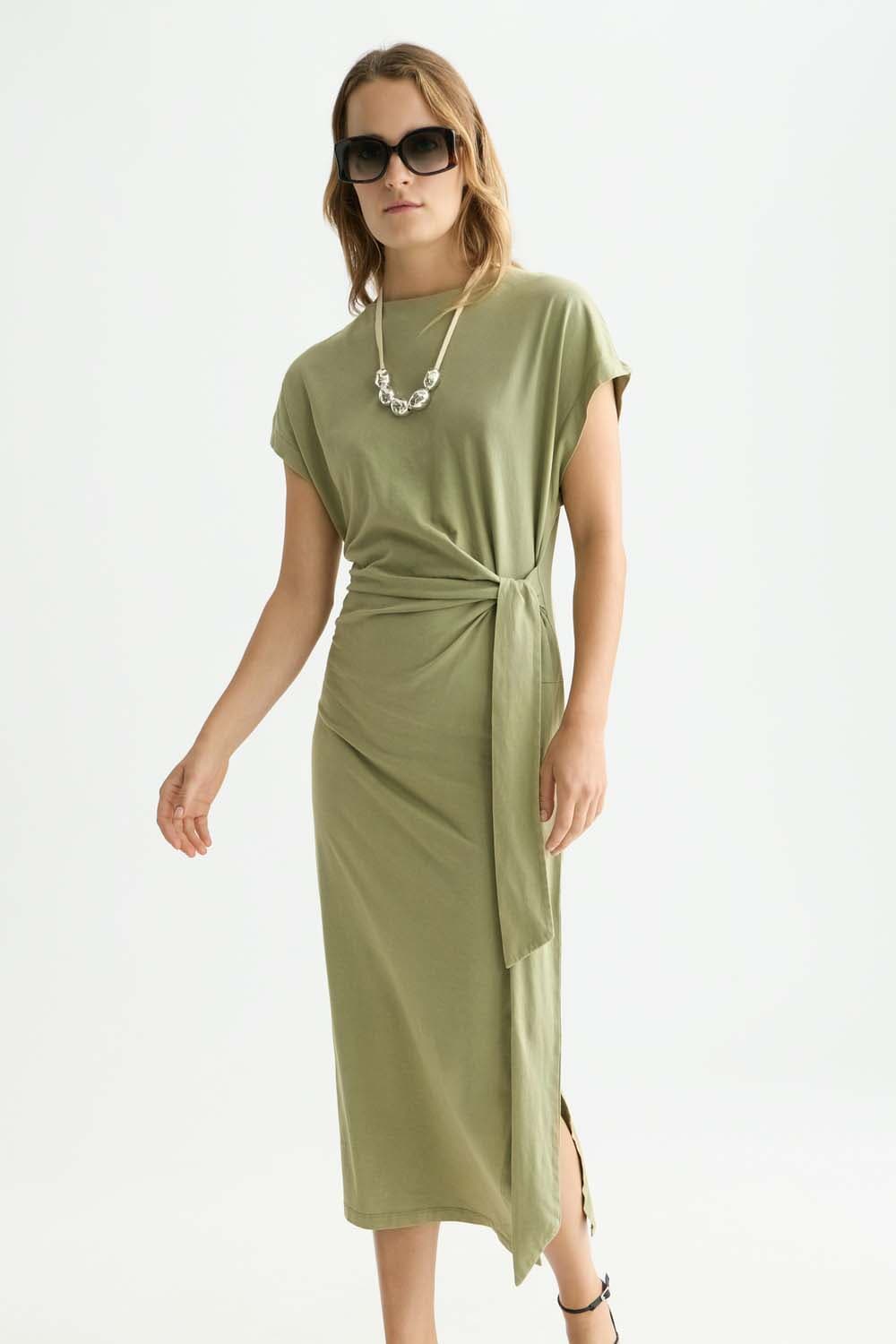 Scotch & Soda Geknoopte Jurk Midi Relaxed Groen