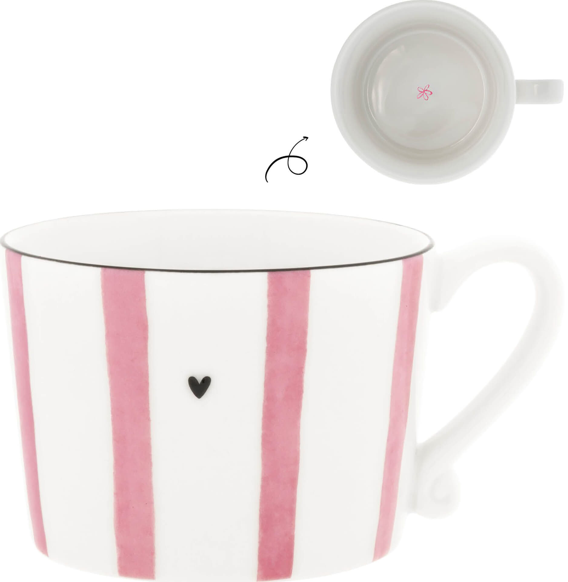 Bastion Collections Cup Big Stripe 10x8x7cm Roze