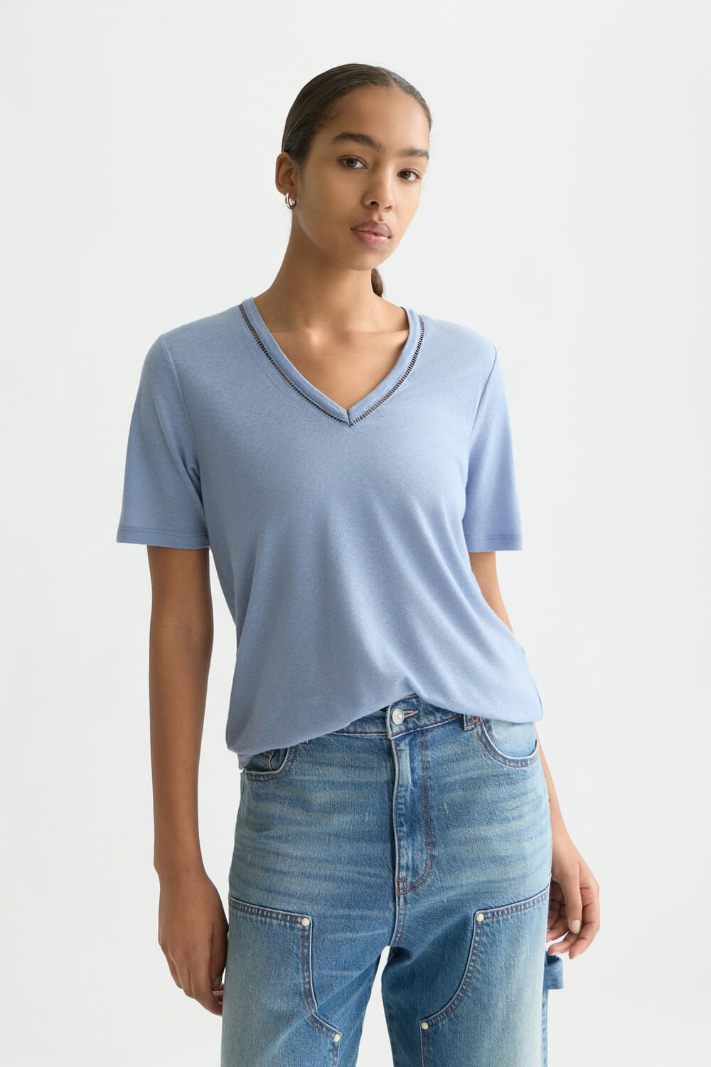 Scotch & Soda T-shirt V-neck  Blauw