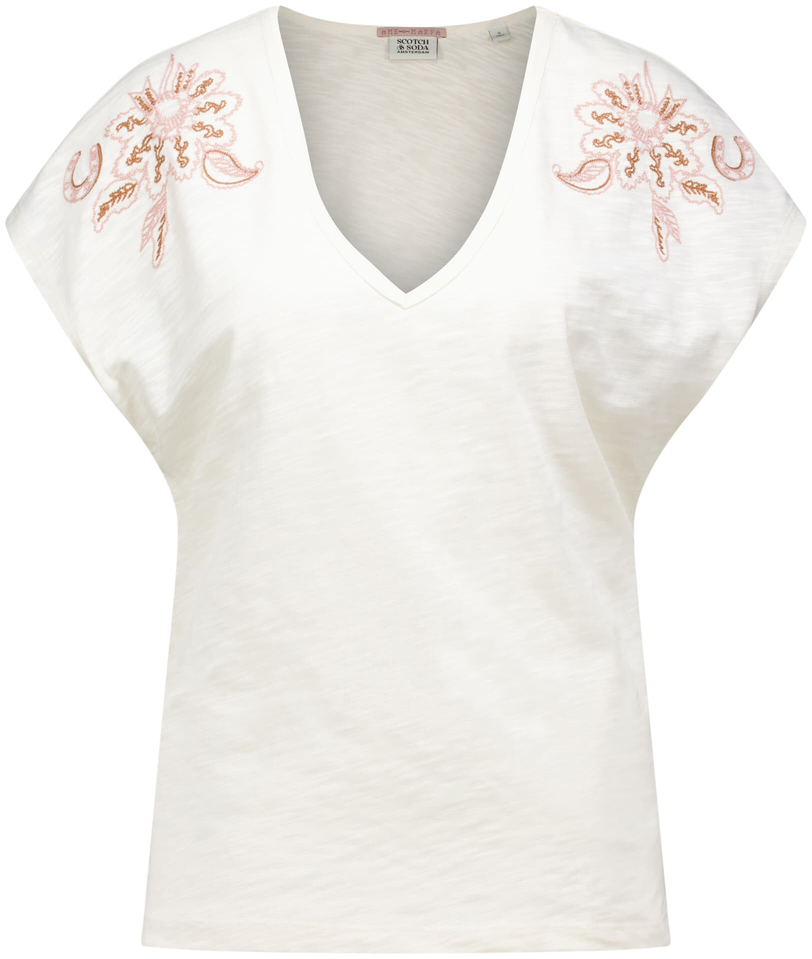 Scotch & Soda T-shirt V-neck Crème