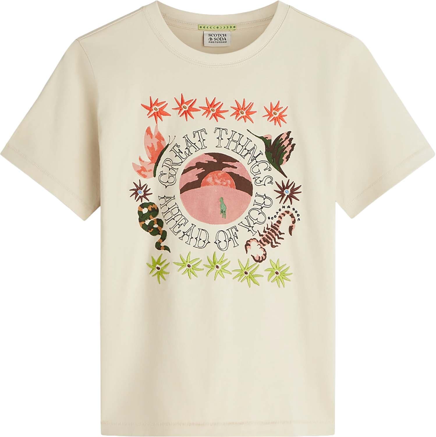 Scotch & Soda T-shirt Artwork Embroidered regular-fit Off White