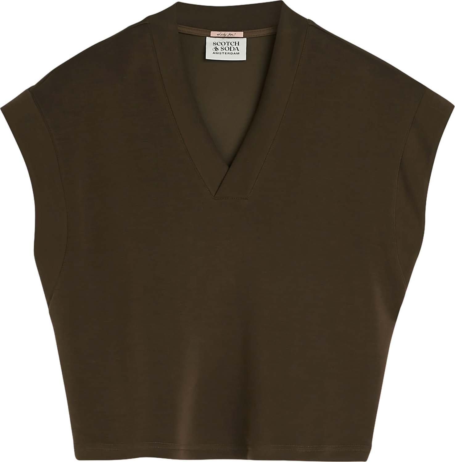 Scotch & Soda Sweater V-neck Tencel Bruin