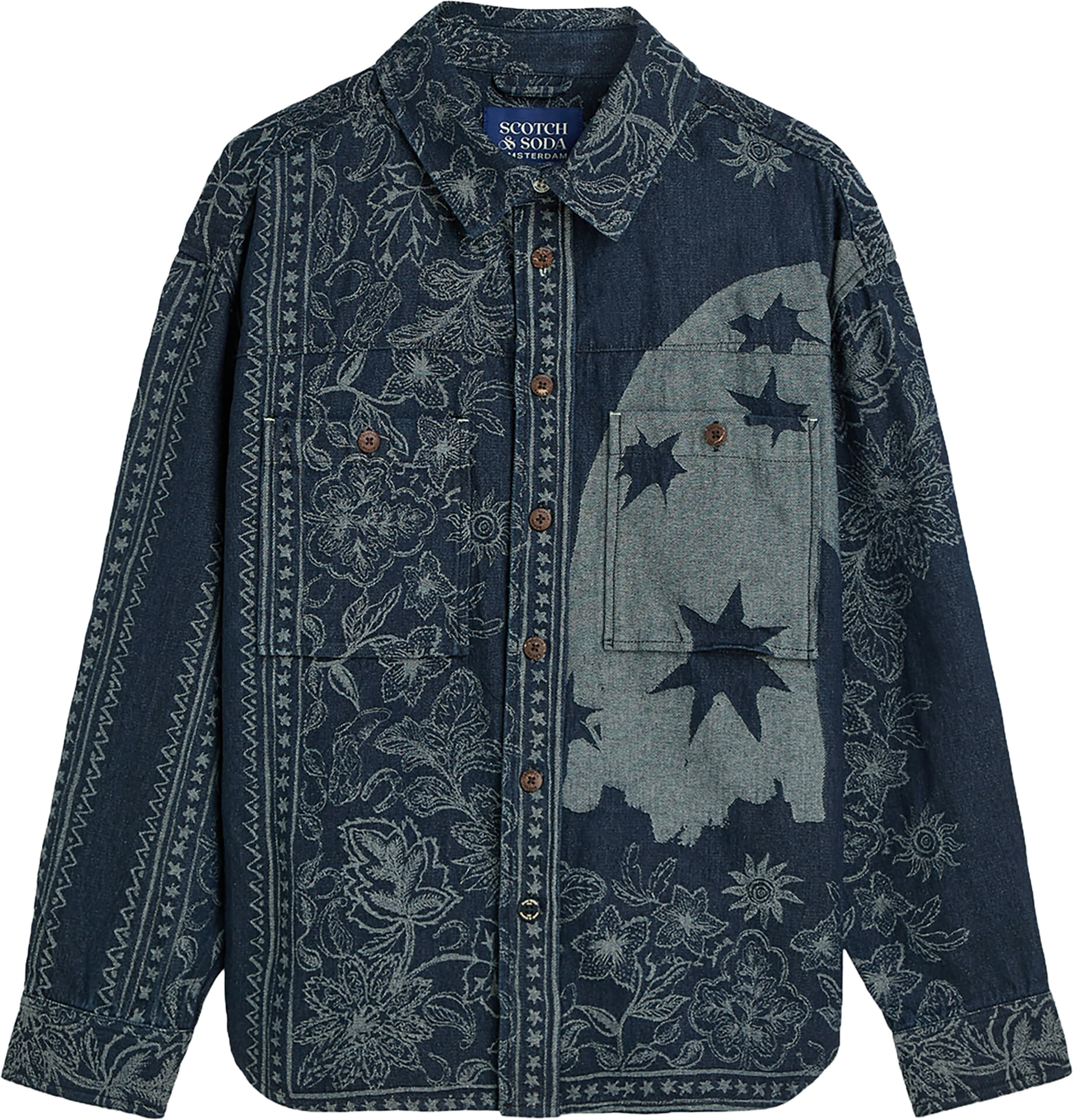 Scotch & Soda Overshirt Denim Jacquard Navy
