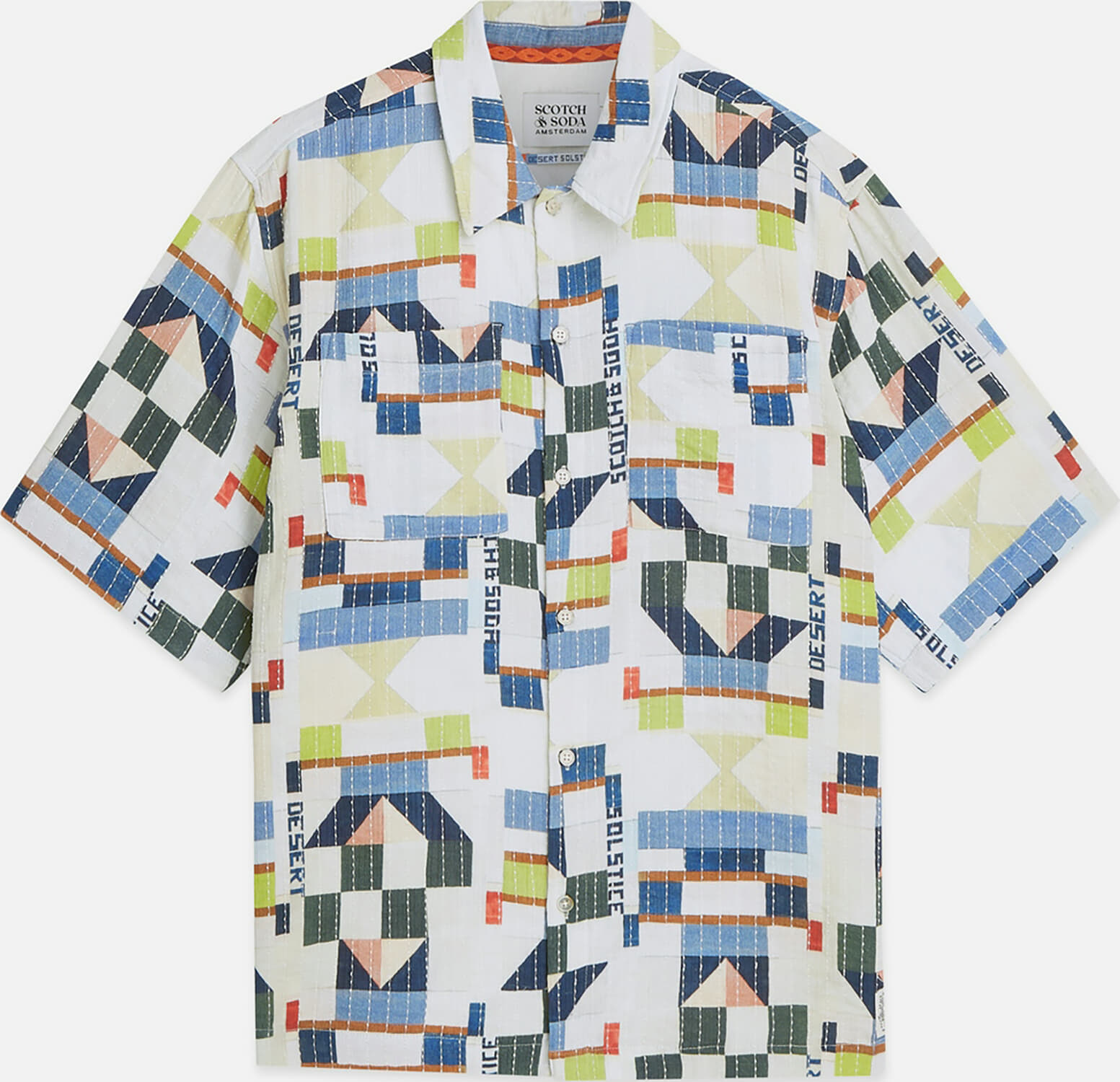 Scotch & Soda Polo Printed Stitched Relaxed fit Wit