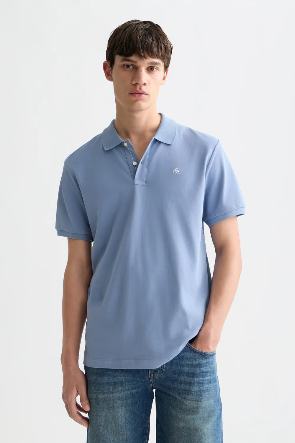 Scotch & Soda Seasonal core pique chest logo polo Indigo